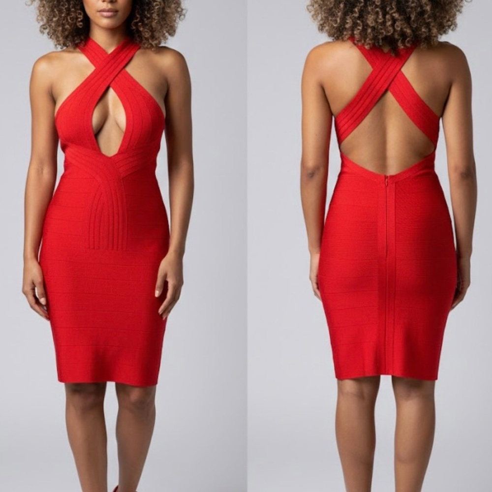 Elegant Red Halter Dress